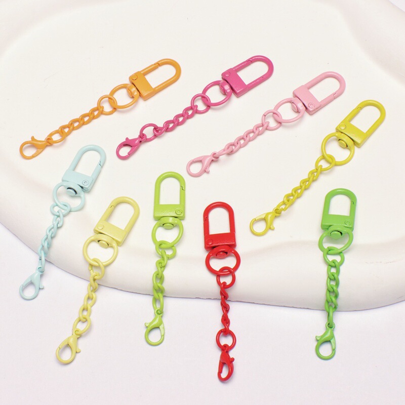 Colorful Rotating Door Clasp + 4-Section Chain + Lobster Clasp, Painted Alloy Chain Clasp, Jewelry Clasp Accessories, Keychain Hook