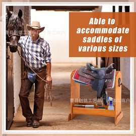 跨境木制马鞍架落地式马场马具置物架实木马鞍整理架多功能练习架