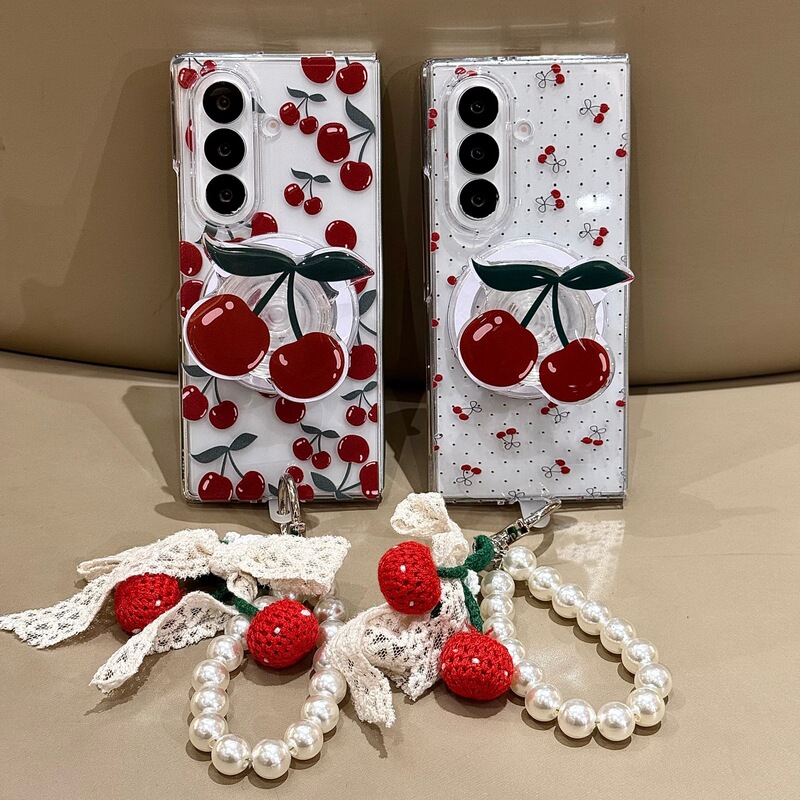 Korean-Style Ins Polka Dot Cherry Case Suitable for Samsung Zfold7 Phone Case Zfold6 Protective Cover Magnetic Stand Fold5 Korean-Style Ins Polka Dot Cherry Case Suitable for Samsung Zfold7 Phone Case Zfold6 Protective Cover Magnetic Stand Fold5