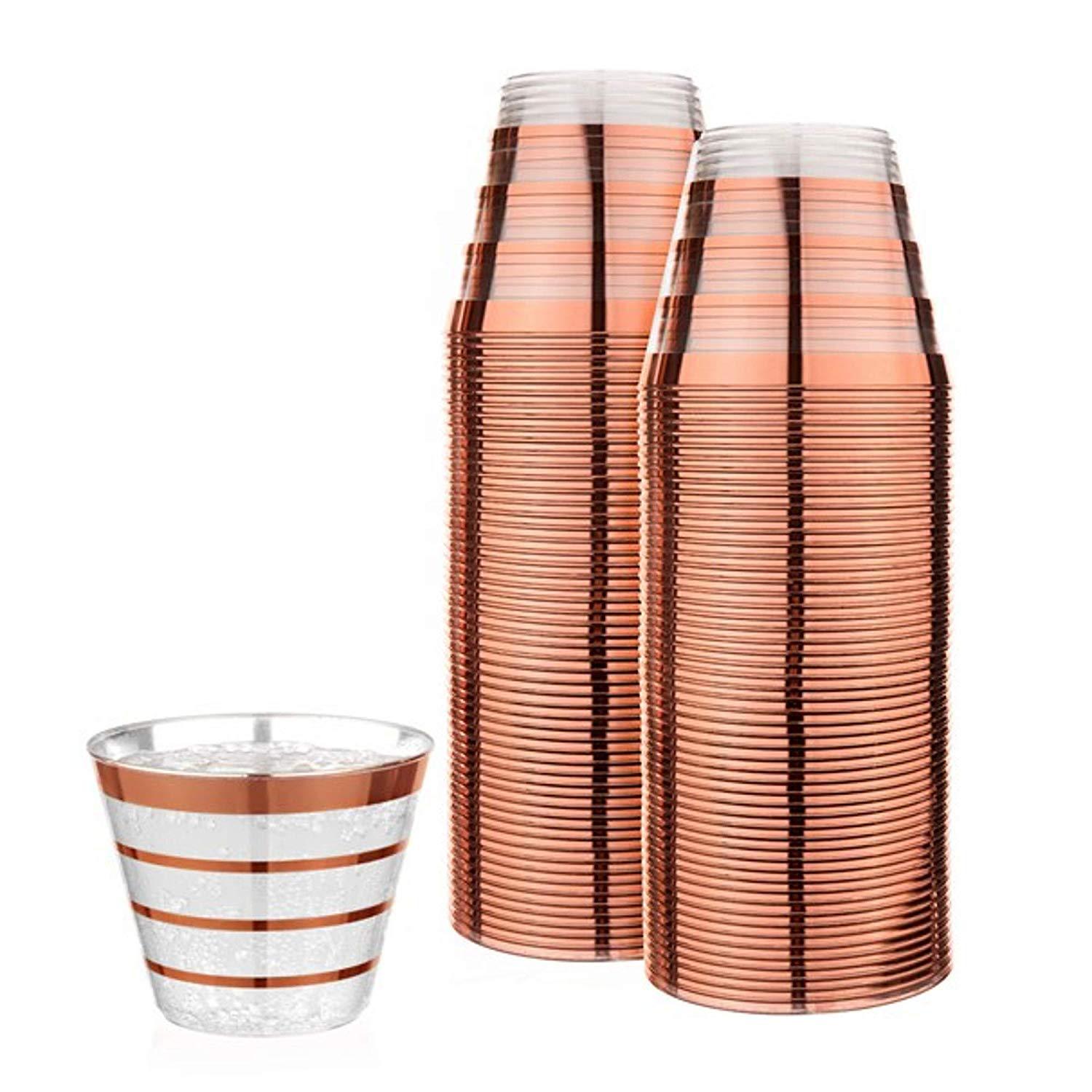 9oz cuatro borde rojo agua desechable taza postre taza mousse copa vino plata polvo whisky plástico taza de jugo