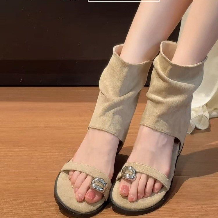 2026 nuevas zapatas de verano zapatas de tacones romanas de alta pendiente botas de calzado botas cortas