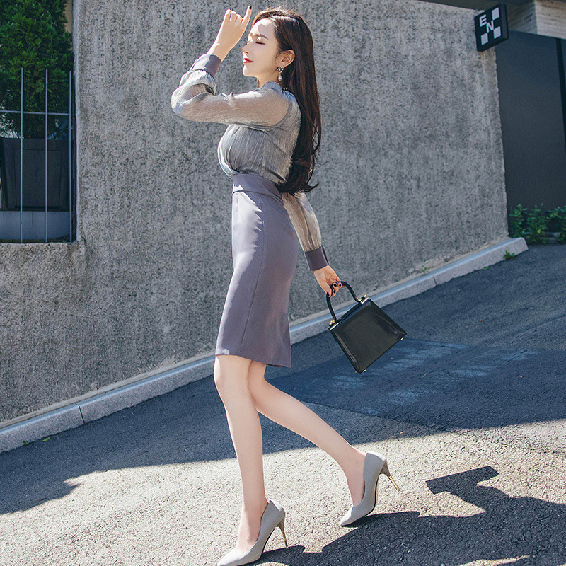 2024新款女春装轻奢名媛气质性感包臀裙职场OL长袖修身显瘦连衣裙