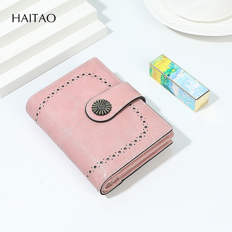 Bolso de mano de cuero graso para mujer Bolso de moneda con cremallera corta retro Bolso de tarjeta de monedero multifuncional hueco 2025 estilo caliente