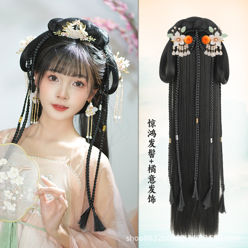 징홍빵 + 오렌지 헤어 액세서리 한 쌍