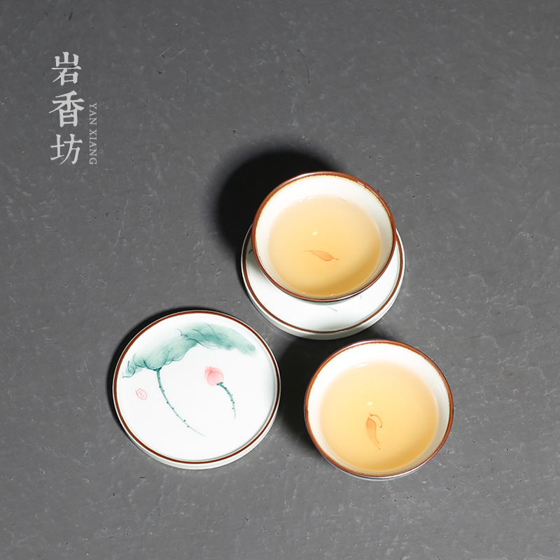 Winjiang pintado a mano Rosa verde loto taza de té estera Kung Fu ceremonia del té posavasos portavasos juego de té Accesorios