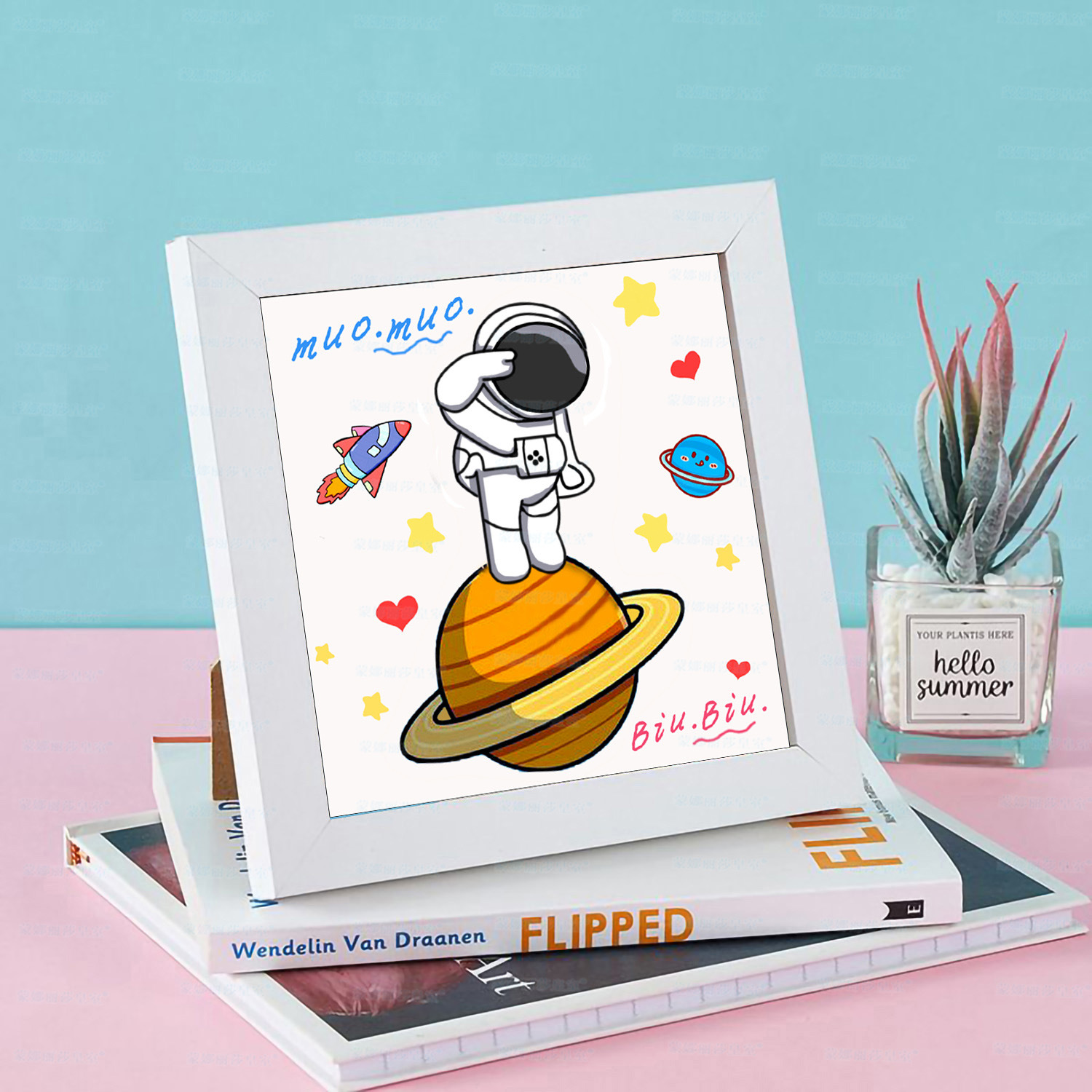 【Colección con marco】Auténtico punto de cruz de la Mona Lisa, punto de cruz infantil con dibujos animados. image 4