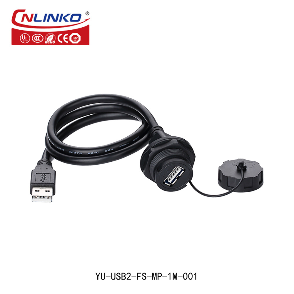 Lingke's best-selling YU-USB 2.0 male-to-female waterproof panel-mounted aviation connector extension cable—1 meter length