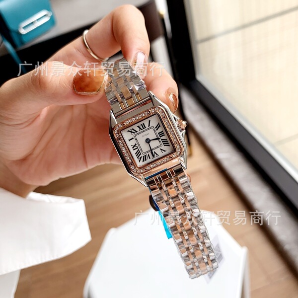 Classic retro square quartz steel belt