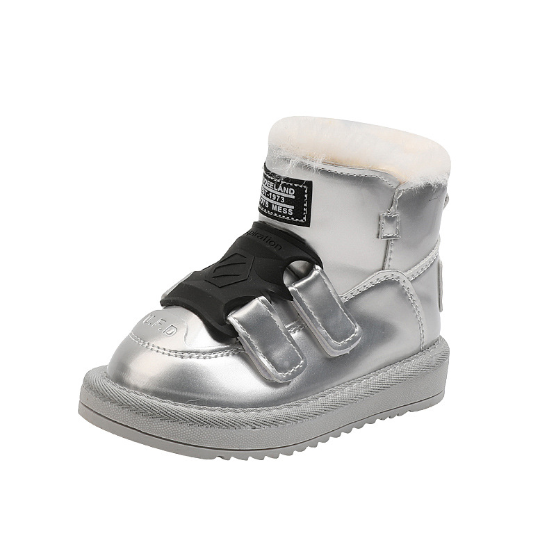 Children's snow boots New fashion girls' boots plus fleece thickened ankle boots waterproof boys' shoes cotton shoes_voghion.com