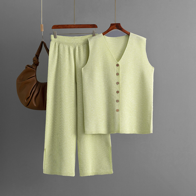 470g Weight Sleeveless Sleeve Length Bamboo Hemp, Viscose Fabric Type Leisure Suit Sets Type Office, Outdoor, Daily Occasion V Neck, Pants Sets Neckline Slim Fit Type Solid Color Pattern 2025 Spring and Summer, Summer Season Women's Gender OL commuting, Temperament Commuter Style Office Outdoor Daily Women's OL Commuting Temperament Commuter Solid Color Bamboo Hemp Viscose Leisure Suit Pants Sets 3