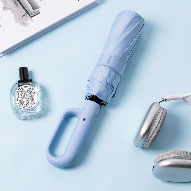 Paraguas plegable automático de gran tamaño con hebilla de anillo, paraguas de alta gama para hombre, lluvia o sol, paraguas para mochila para mujer