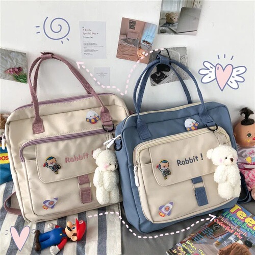 Japanese contrasting color large-capacity handbag Korean version Harajuku student one-shoulder cross-body school bag multi-purpose backpack