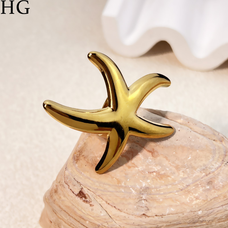 Women's Gender Wholesale Jewelry Hawaiian Starfish 304 Stainless Steel Plating Open Rings