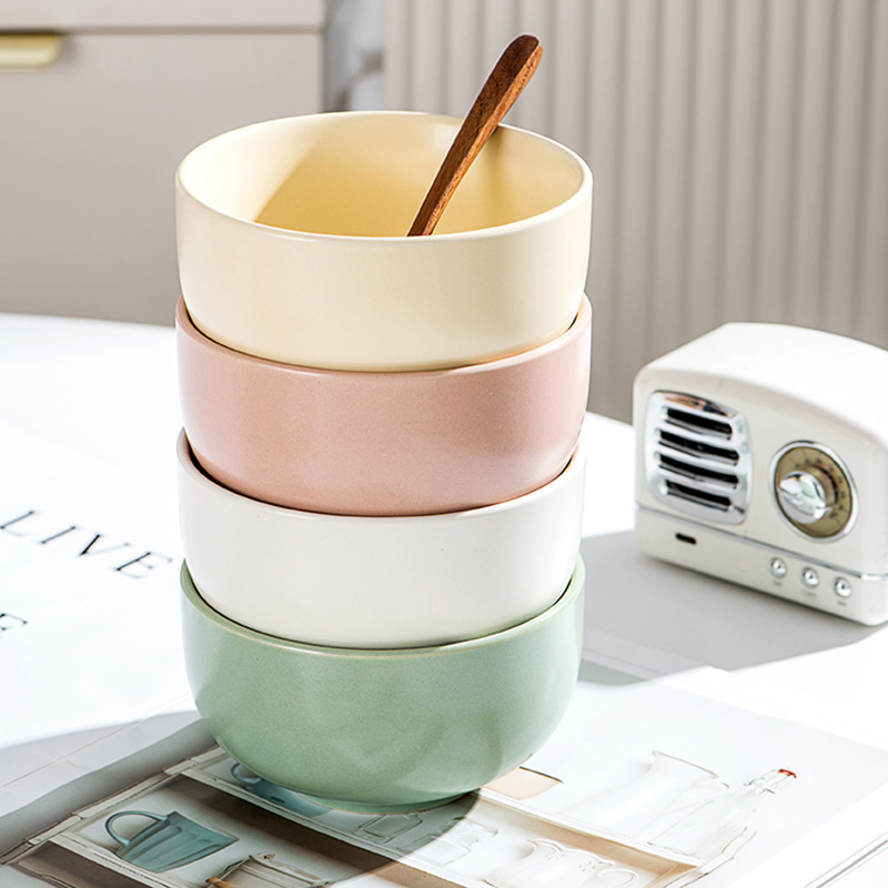 Cream Style Macaron INS Rice Bowl Candy Color Breakfast Bowl Oatmeal Bowl Fruit Bowl High Color Value Texture Small Bowl