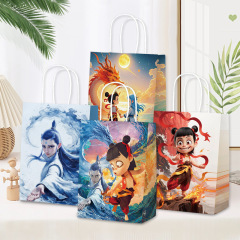 哪吒・敖丙ギフトバッグ 幼稚園入学祝いギフトバッグ 升学祝い牛皮紙バッグ 漫画柄ハンドバッグ