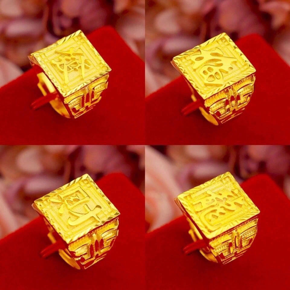 Vietnam Shajin Men's Ring Aggressive Gold Plated Opening Fu Fa Cai Long Ring Gold Shop Same Boss Ring Wholesale