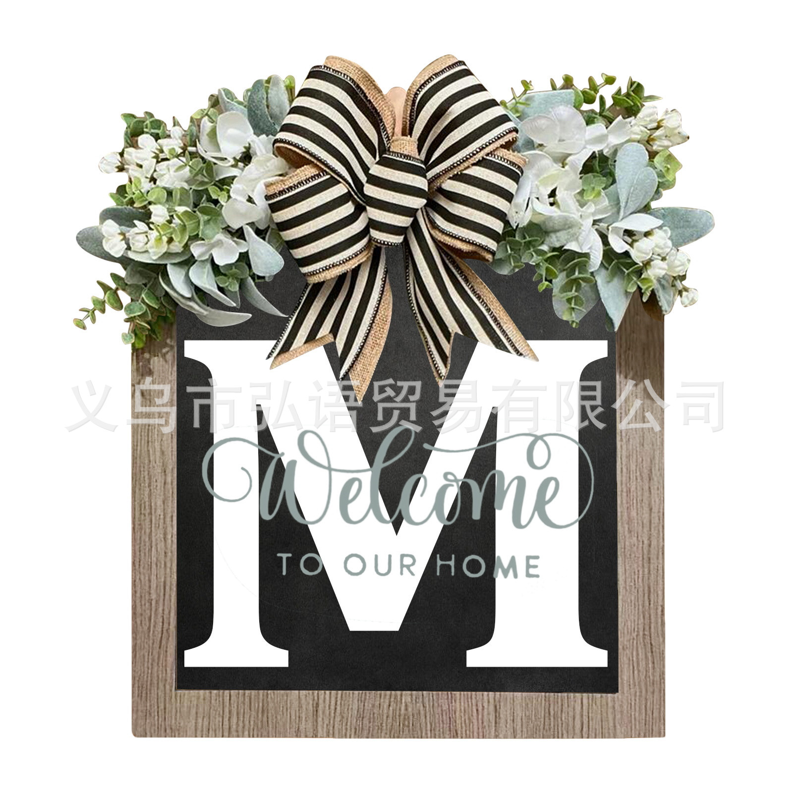 Transfronterizo Apellido Año Ronda Puerta de entrada Wreath26 letras mariposa Placa de puerta Decoración