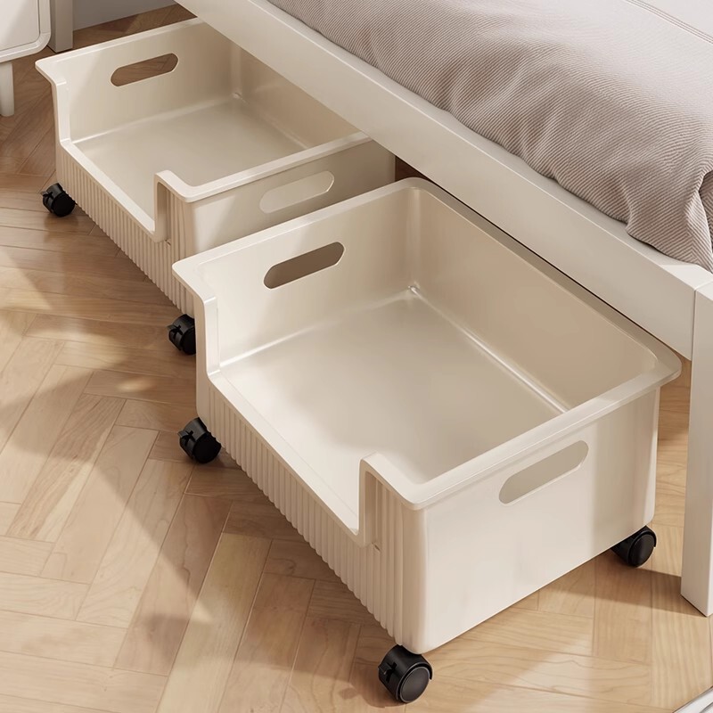 Under-The-Bed Storage Box with Wheels, Large Capacity Transparent Storage Container for Clothes in Dormitories