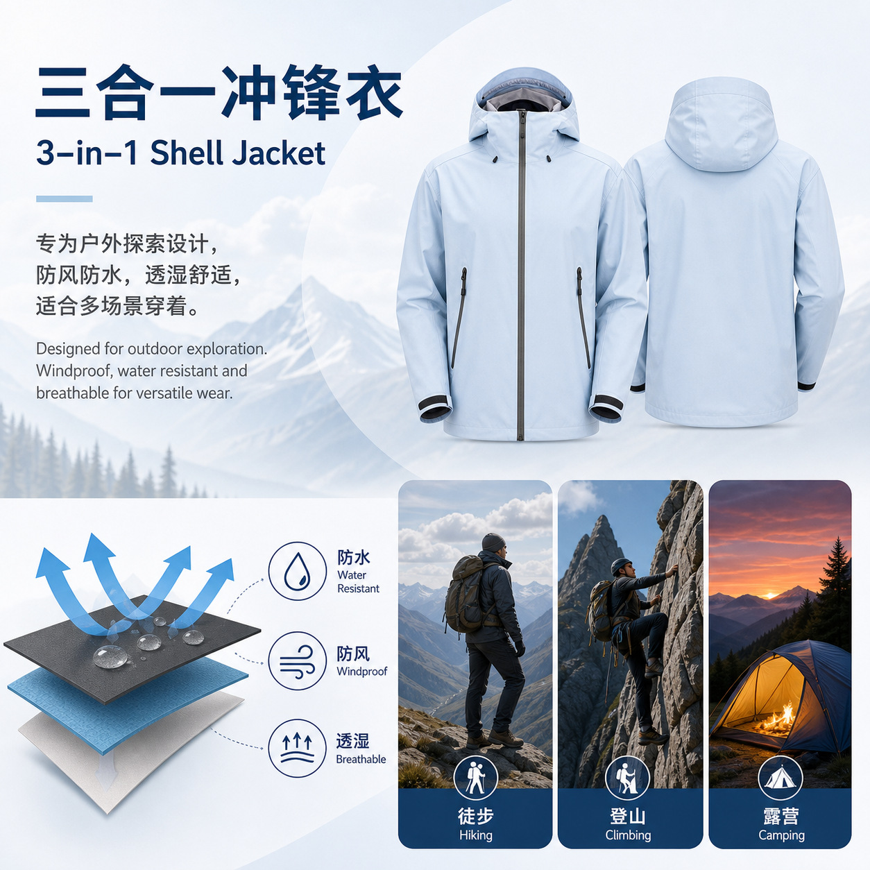 새로운 LT Taizhou Bird Jacket 남성과 여성을 위한 방수 야외 스포츠 재킷 3-in-One 캐주얼 재킷