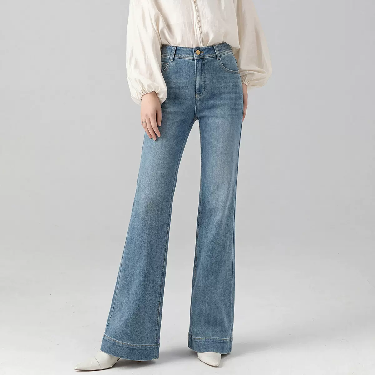 鑫阁 天丝美式喇叭牛仔裤女2026新款春季小个子微喇裤子复古弹力