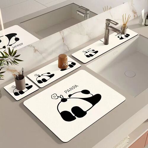 Cute cartoon bathroom sink water absorbing mat diatomaceous earth faucet drip mat toilet bathroom washbasin countertop