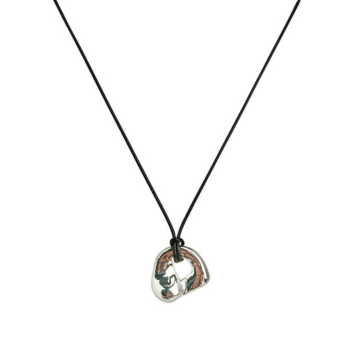 Japanese-style abstract hollow metal pendant necklace for women, minimalist fashion leather cord long-chain sweater accessory, lightweight luxury niche accessory