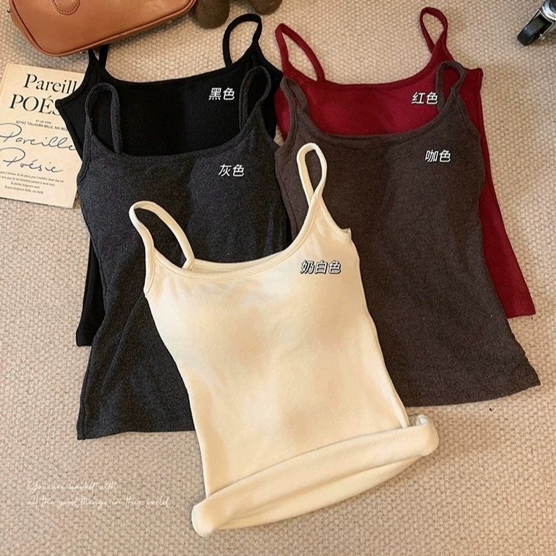 Новая корейская версия сплошного цвета дикого тонкого и тонкого с нагрудным ковриком, террав волосы, теплая, красивая спина, мода, чистая рубашка без рукавов