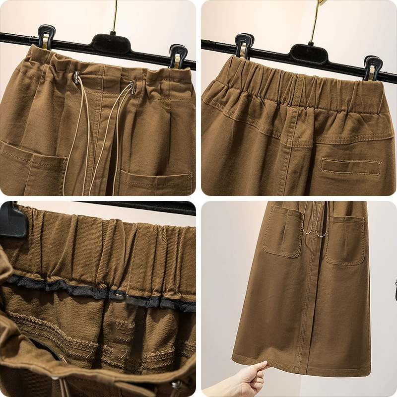 Autumn elastic long skirt for leisure, A-line