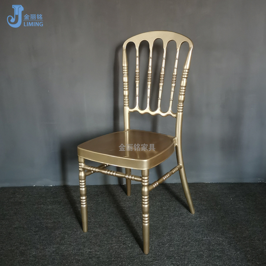 Silla de comedor de hotel al por mayor de fábrica Silla de banquete Europea Silla de comedor Salón de hotel Silla de bambú de metal Silla de Castillo