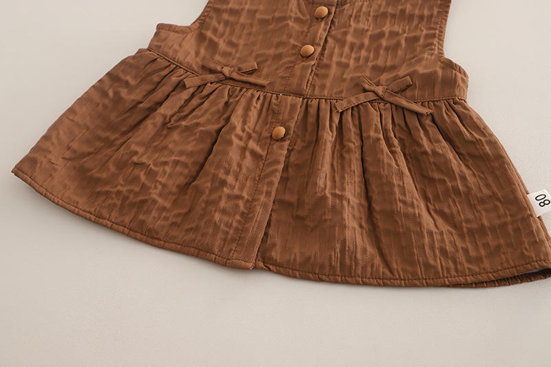 Vestiti per bambine primavera 2025 e nuovi, elegante completo autunnale per neonati, set di tre pezzi con gilet a forma di fungo_voghion.com