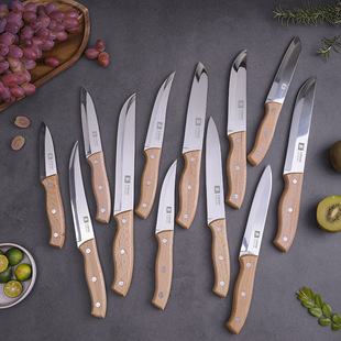 Factory Wholesale New Simple Stainless Steel Fruit Knife Peeling Sharp Kitchen Chef Knife Solid Wood Handle Knife