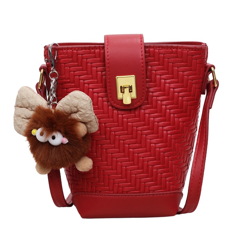 Bolsa de cubo de tejido coreano simple para mujeres 2025, otoño y invierno, nueva moda, bolso de hombro, bolso de moda casual, bolso de mochila