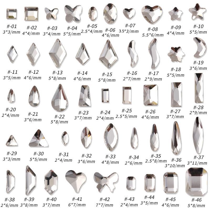 Nail Art Shaped Flat Bottom Rhinestone Mini Water Drop Sailboat Crooked Heart White Small Super Flash Glass Diamond Nail Jewelry