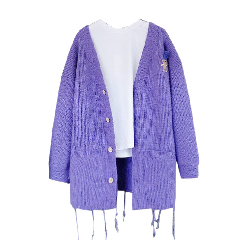 Shen Mengchen's Same Style V Neck Cardigan Embroidered Knitwear for Women 2023 New Autum Thickeneded Lazy Knitwear