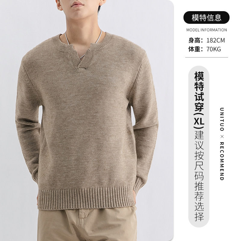 Suéter de cuello Henry de punto de manga larga de moda de hombre camiseta de alto nivel camiseta de base de lujo ligera ropa de hombre camiseta de hombre