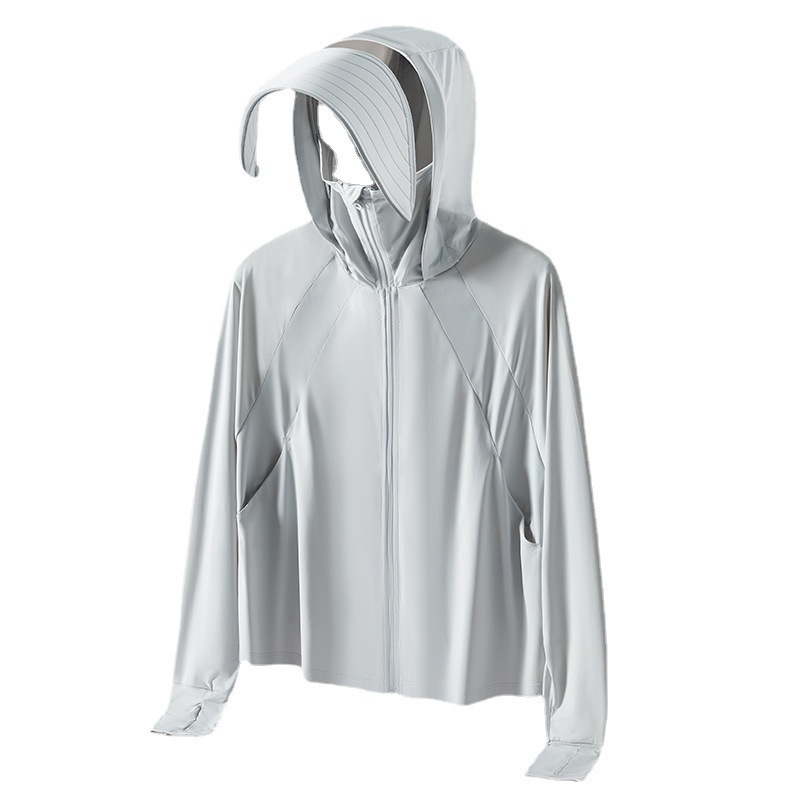 Ropa de protección solar ventilada desmontable gran gorra anti-UV delgada camiseta de protección solar de verano 1888