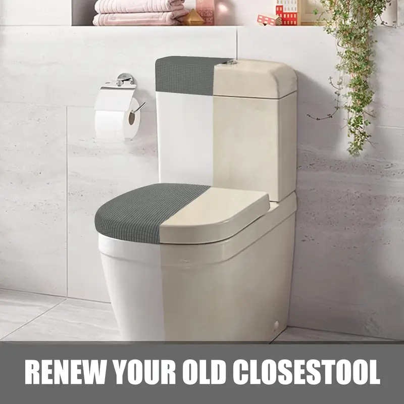 Verdickte Toilettensitzbezug aus Maisseide mit Jacquardmuster, Wassertankabdeckung, Hotel- und Hausbedarf, universelle elastische Toilettendeckelbezug