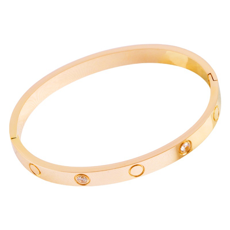国境を越えて人気の高い留め金式ブレスレット、ダイヤモンド付きブレスレット、幅広・幅狭バージョン、18金チタン鋼ブレスレット、工場直送
