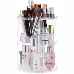 Makeup storage box 360-degree rotatable adjustable storage display box transparent vanity mirror lipstick skincare product shelf