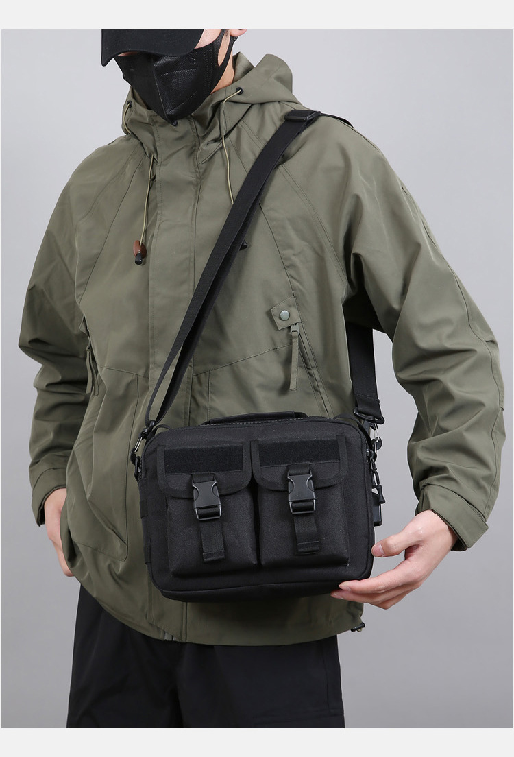 Single-shoulder bag, outdoor tactical multi-functional USB charging crossbody bag, military camouflage backpack, travel outdoor cycling bag undefined