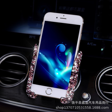 Soporte para teléfono de coche con diamantes, soporte para navegación de coche, soporte con clip para ventilación de aire, soporte para teléfono de coche con ventosa para mujer image 8