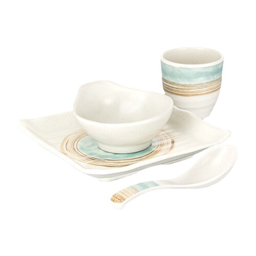 Melamine high-end hot pot restaurant hotel plastic table set four-piece special bowl set commercial imitation porcelain tableware