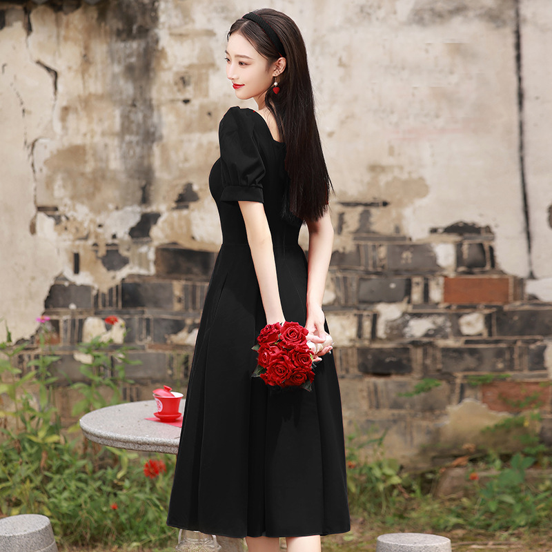 Vestido de noche negro, nicho de lujo ligero de terciopelo, vestido de banquete de alto nivel, anfitrión de vestidos de baile image 4