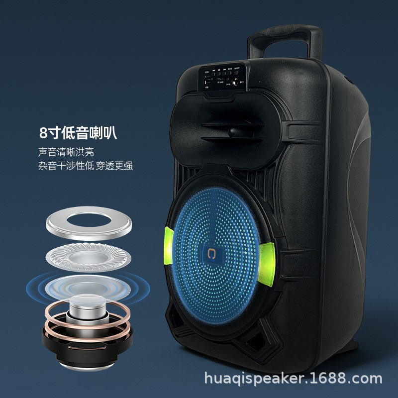 Exportación de altavoces de 8 pulgadas de 8W de altavoces pequeños de altavoz de rendimiento Bluetooth K-canción con micrófono inalámbrico