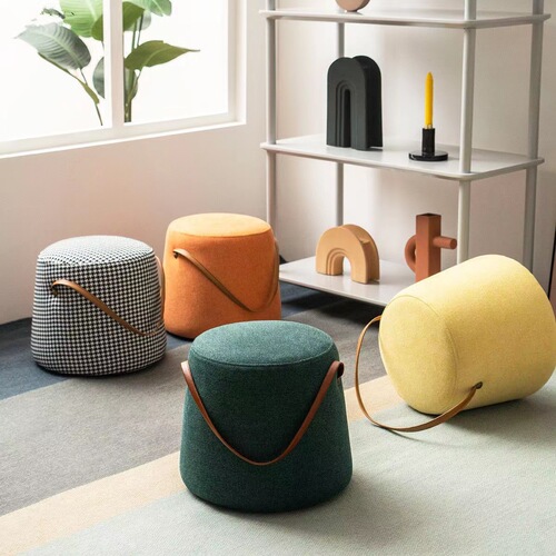 Internet celebrity handbag round stool living room seat cushion sofa tweed household shoe changing stool footrest stool light luxury makeup short stool 