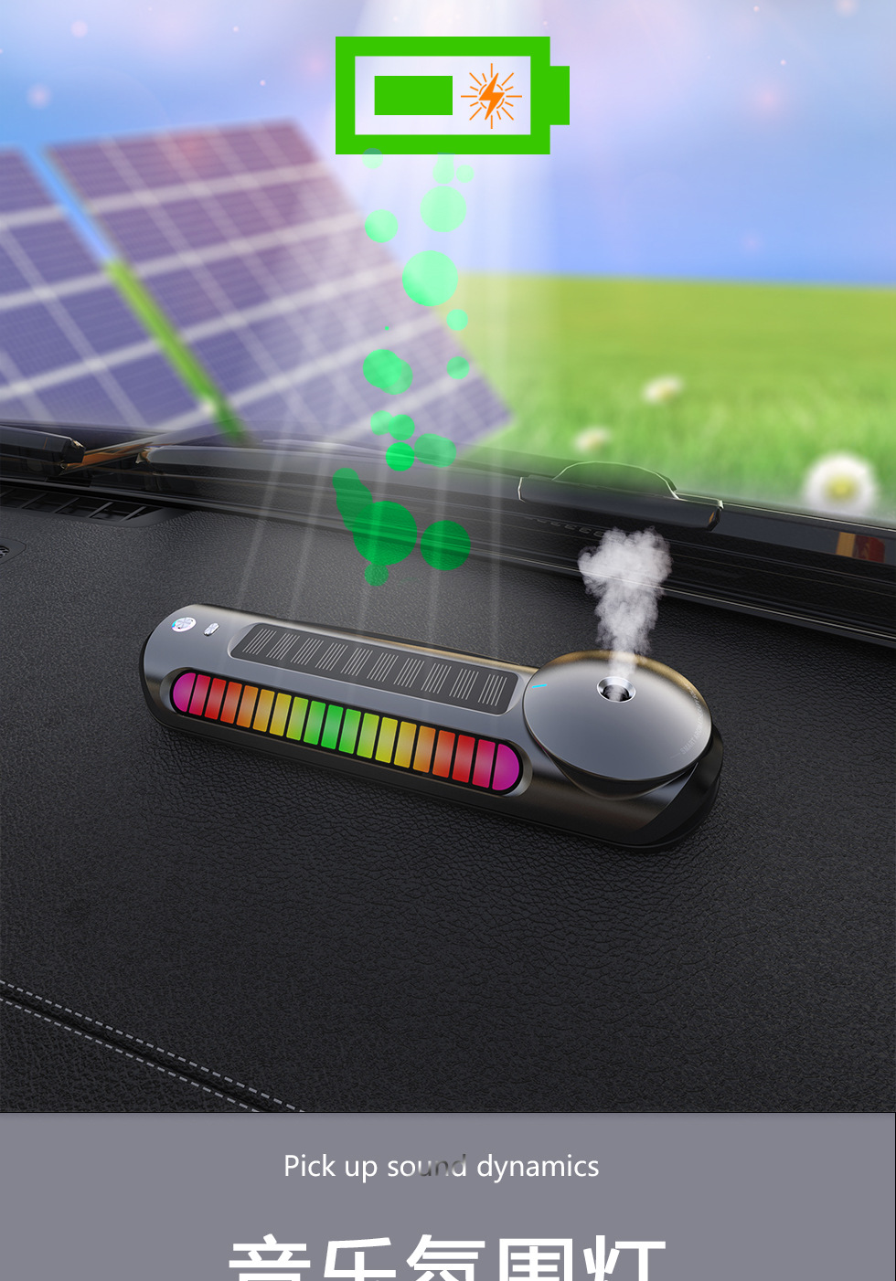 Cross-Border In-Car Solar-Powered Version + Charging 2-in-1 Car Aromatherapy Ambient Light Parking Number Plate Car Ornament