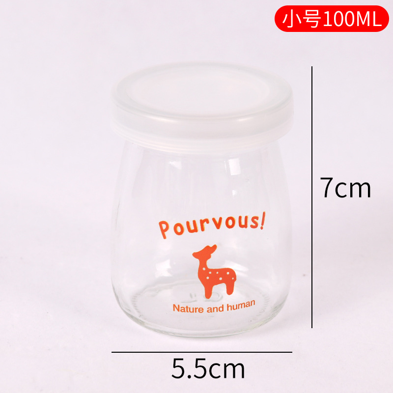 Vaso para pudín con tapa, botella de vidrio para pudín, tarro de miel, gelatina, vaso para mousse de leche de doble capa, vaso para yogur, patrones creativos al por mayor
