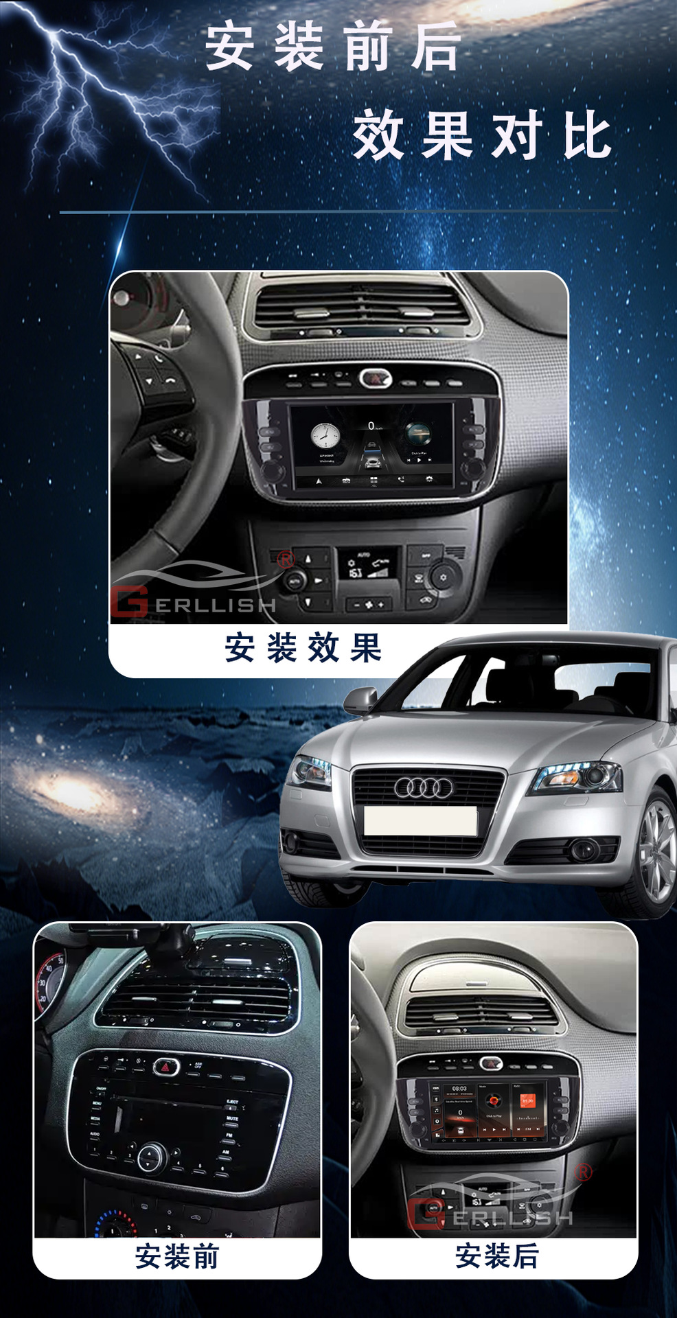 Cross-Border 7inch Suitable for Fiat Punto Car Navigation Bluetooth Carplay Central Control Car Large Screen