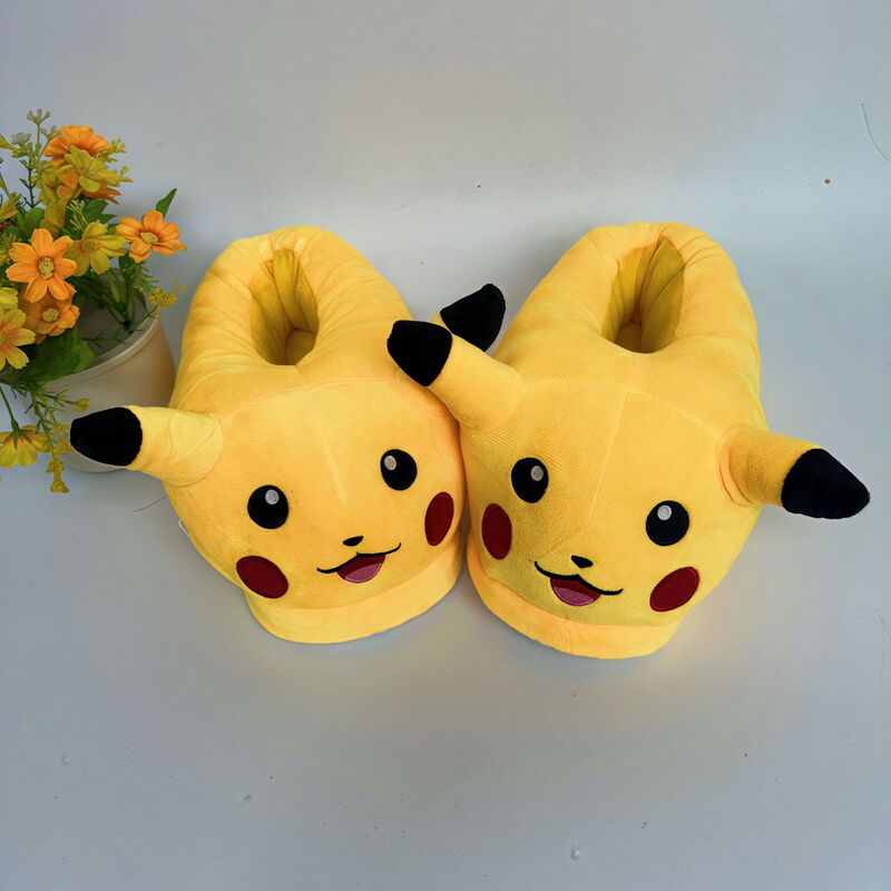 Factory Direct Supply of Pikachu Novelty Creative Autumn and Winter Home Plush Slippers, Indoor Warm Home Slippers