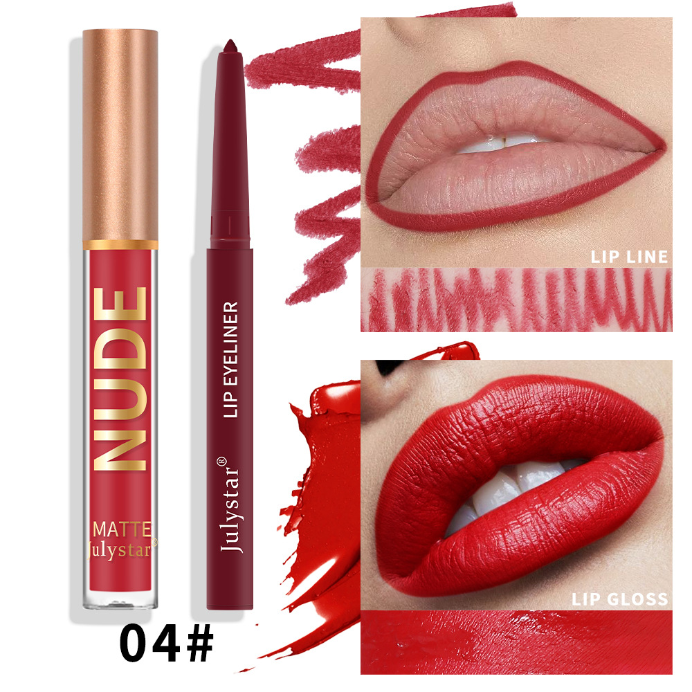 Julystar Makeup bestseller Non-stick cup mouth red pen Cross-border European and American waterproof long-lasting matte lip gloss lip liner pen undefined